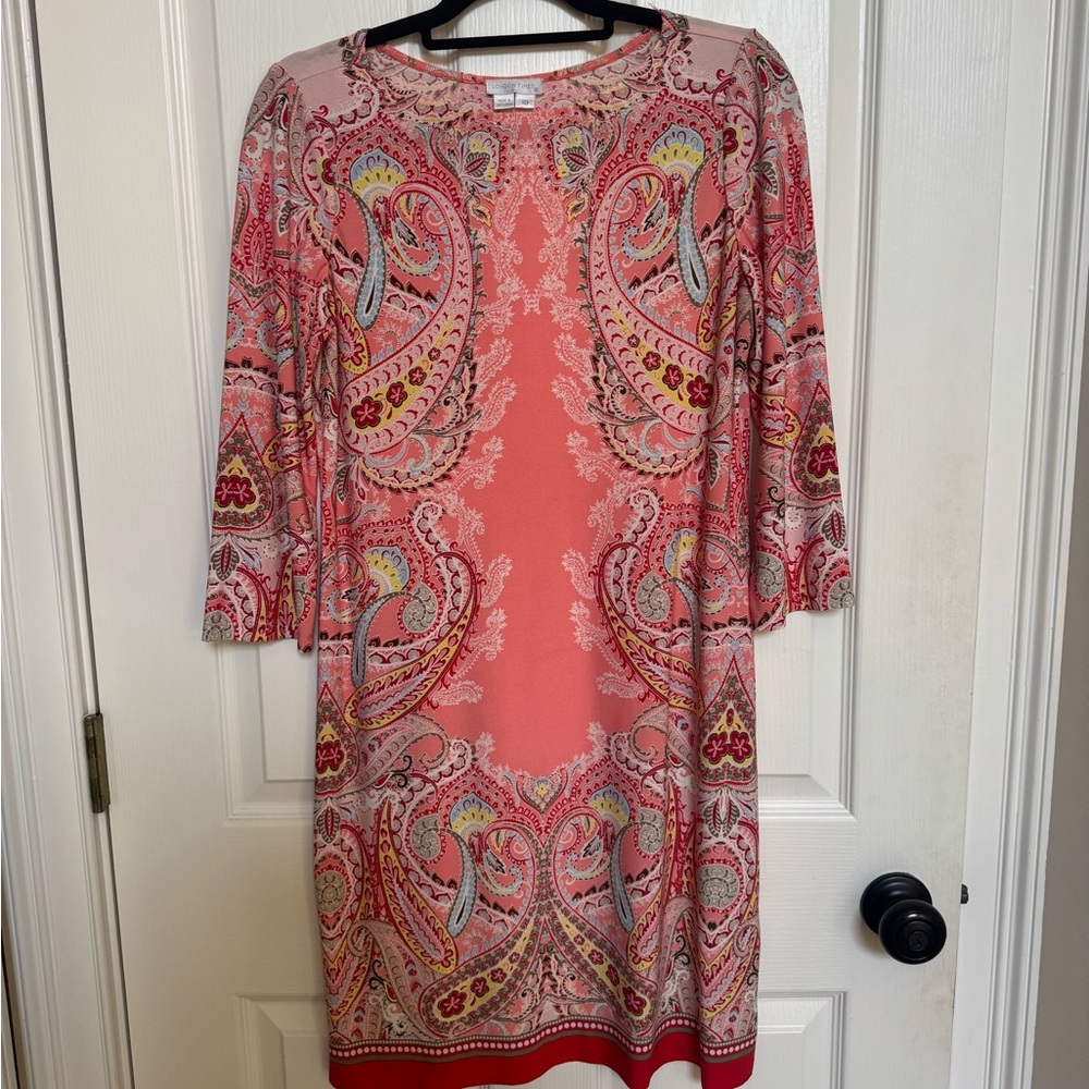 London Times Coral Paisley Midi Dress